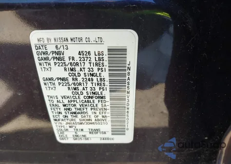 2013 Nissan Rogue Sv from USA, damaged, VIN JN8AS5MV3DW650210